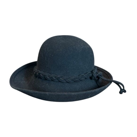 Vintage Hats In The Belfry Kathy Jeanne Wide Brimmed Felt Wool Hat Black USA OS main image 9